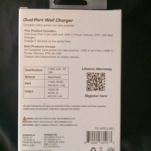 TECH361 dual-port wall charger.NWT.in sealed box!USB/Type C.BLUE smart charger. - Picture 5 of 11